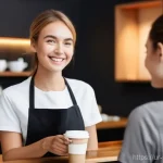 Home 18 서비스화 전략의 최선 사례 - **Prompt 1: Personalized Coffee Shop Experience**
A wide shot capturing a warm and inviting coff...