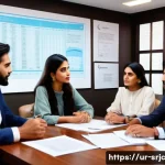 Home 19 제품 서비스화의 법적 고려사항 - A professional business meeting scene in a modern office in Karachi, Pakistan, showing a diverse gro...