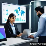 Home 18 제품 서비스화 전략과 실행 - A modern Pakistani business office setting where a diverse team of professionals is collaboratively ...