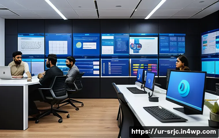 제품 서비스화의 시장 진입 전략 - A modern office scene showing a diverse team of professionals in a sleek, contemporary workspace in ...