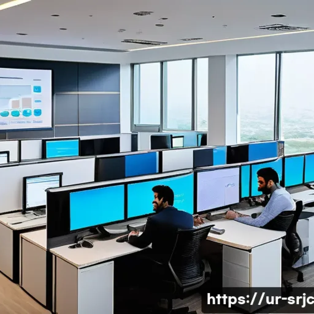 제품 서비스화의 트렌드와 전망 - A modern office environment in Karachi featuring a diverse team of professionals collaborating on di...