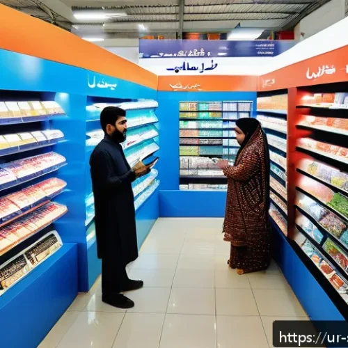 Home 17 제품 서비스화에 대한 소비자 반응 - A modern urban market scene in Karachi featuring diverse Urdu-speaking consumers interacting with ne...